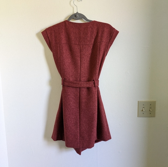 Anthropologie Tabitha Red Button-Down Mini Dress Coat vintage y2k - Picture 5 of 10